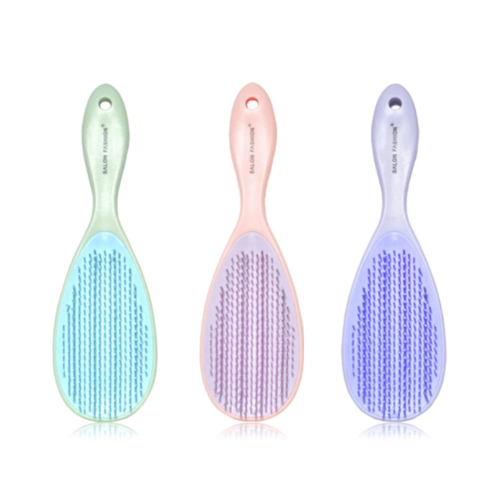 Цветная мягкая розовая овальная пластиковая расческа для волос на