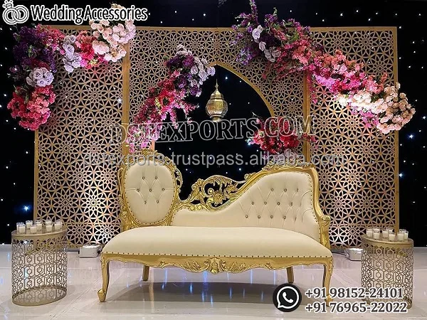 Moroccan Mehndi Night Stage Laser Cut Frames Arabian Style Hot Sale Wedding Backdrop Stand Muslim Wedding Laser Cut Metal Panels