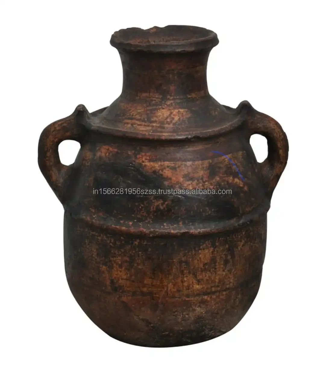 Antique terracotta two handle pot with antique finishing for home, restaurant or hotel decor
