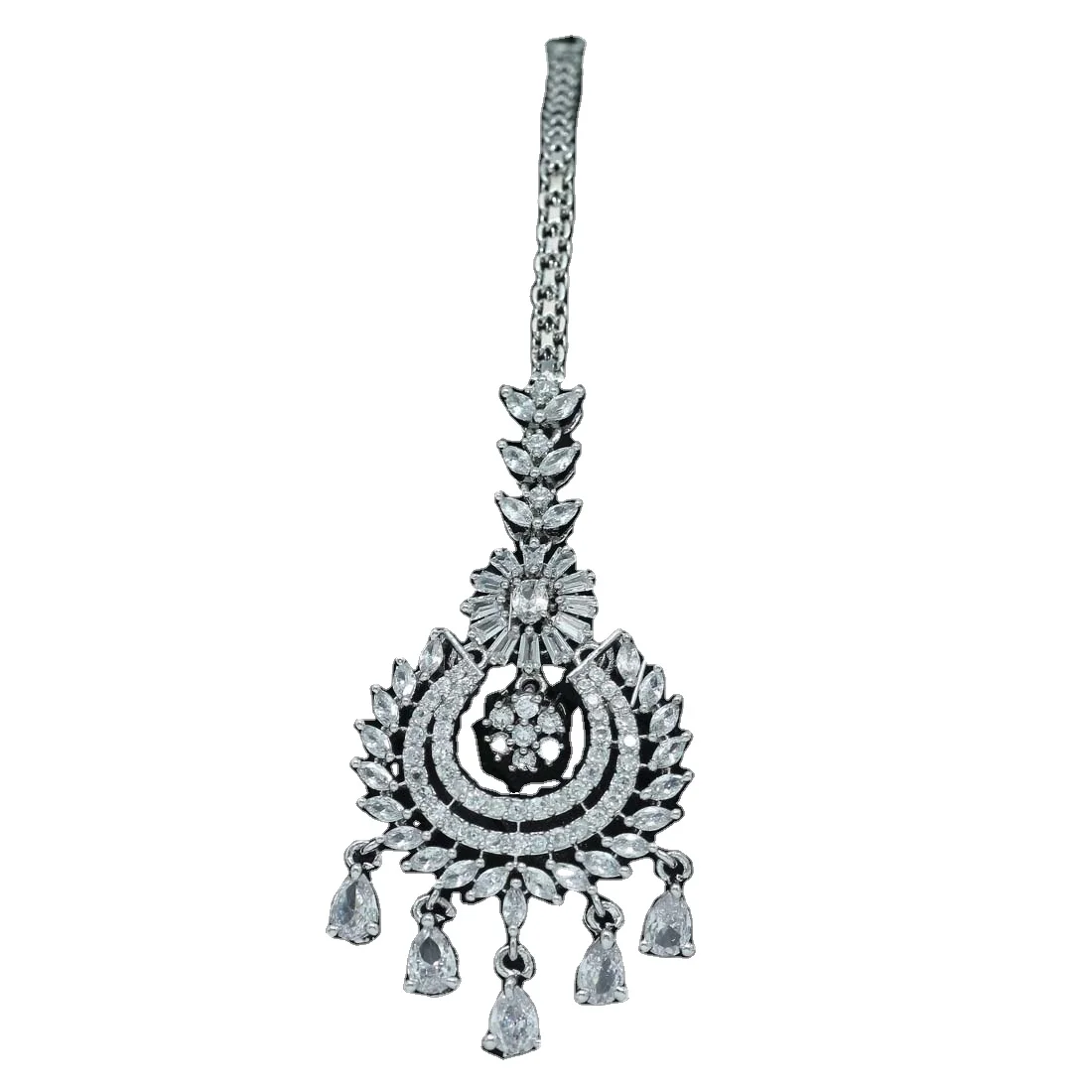Latest  Exclusive Designer Light Weight American Diamond Maangtikka  Collection With Brass Siver  Plating for girls 2022
