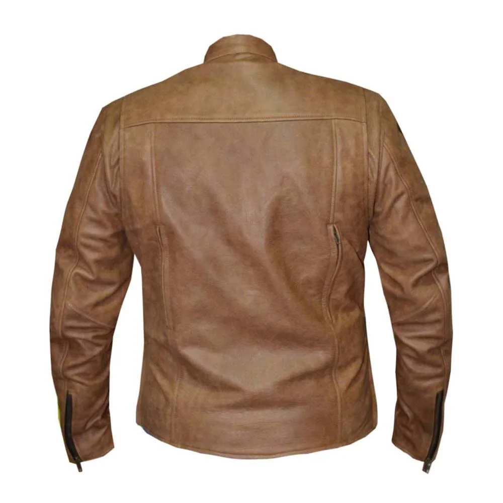 Mens biker Jacket cowhide leather with YYK Zippers vintage brown leather  jacket - Albarr Pak