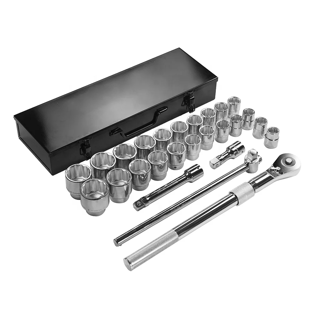 Эргономичный дизайн 27 шт., 12 точек, привод 3/4 дюйма, метрическая и АФ-розетка, удлиняемый стержень с портативным сверхпрочным чехлом