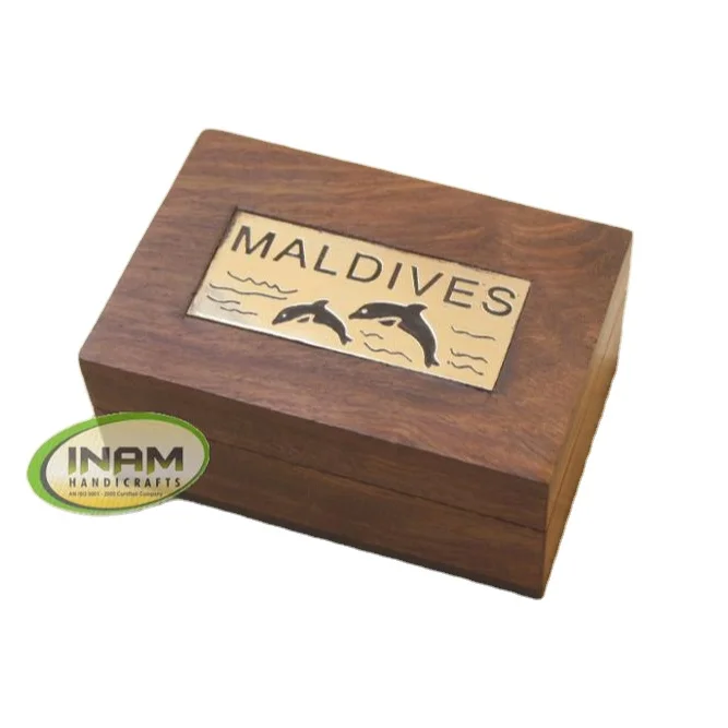 Unique gifts anyone loves this wooden small pill box, Unique design and beautiful Wooden small pill box with brass inlay work