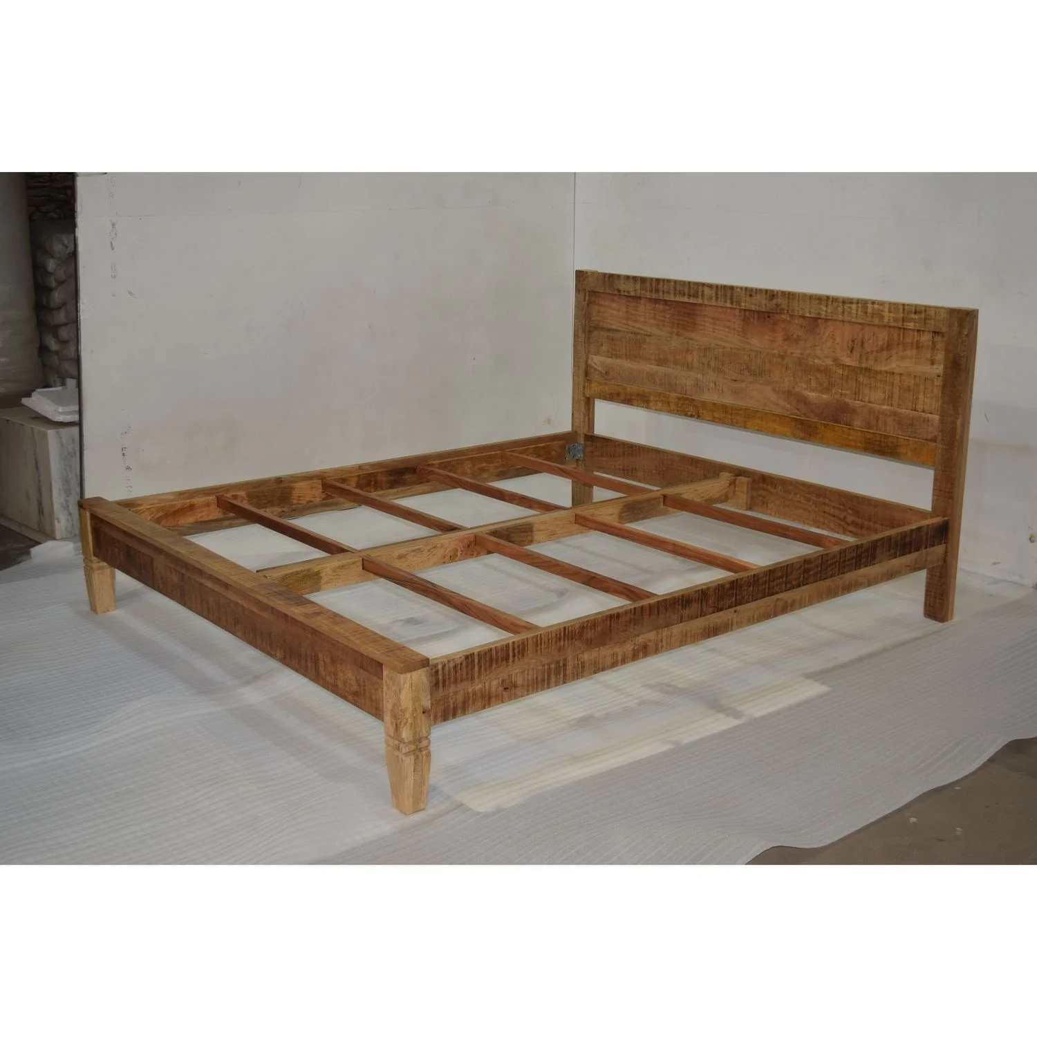 Solid Mango Wooden Industrial Vintage Style Folding  Bed Unique Style Bedroom Hotel Bedroom