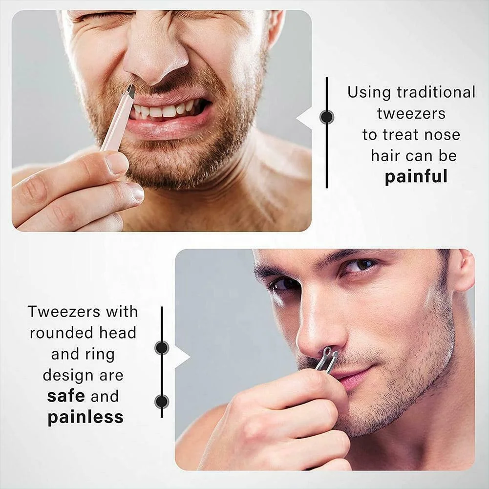 Multifunction Round Tipped Nose Hair Trimming Tweezers Hair Removing Tweezers Round Tip Nose Removal Nose Tweezer Trimmer