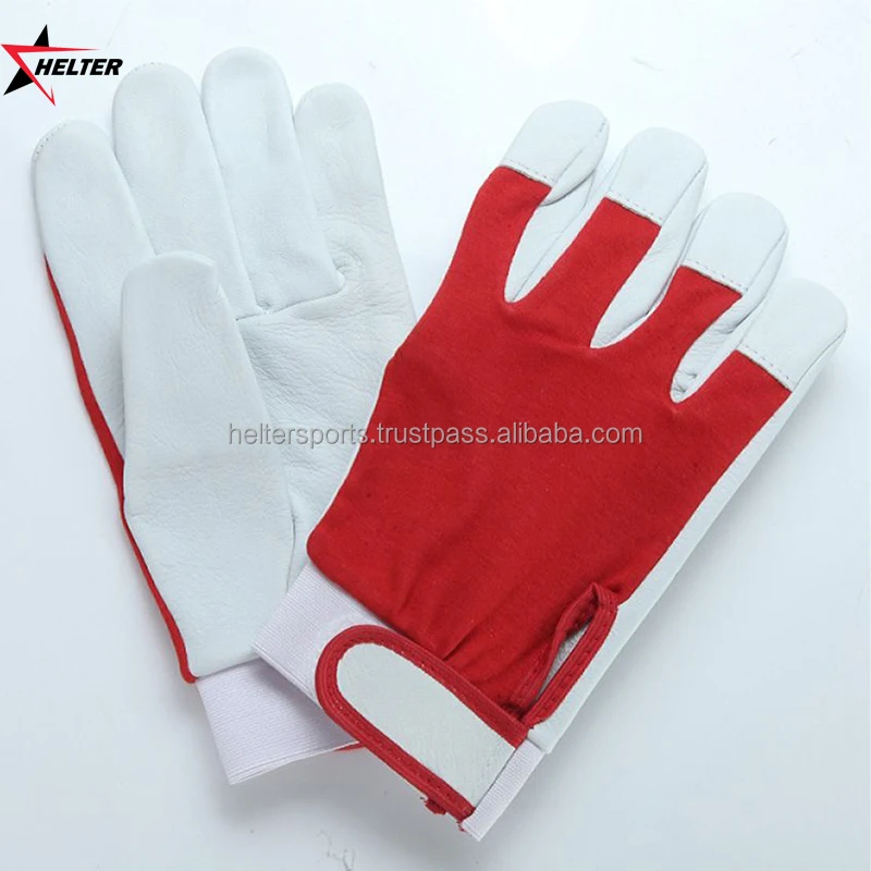Natural grains Mechanical Leather Work Gloves cow split Heavy duty Work Mechanic Gloves