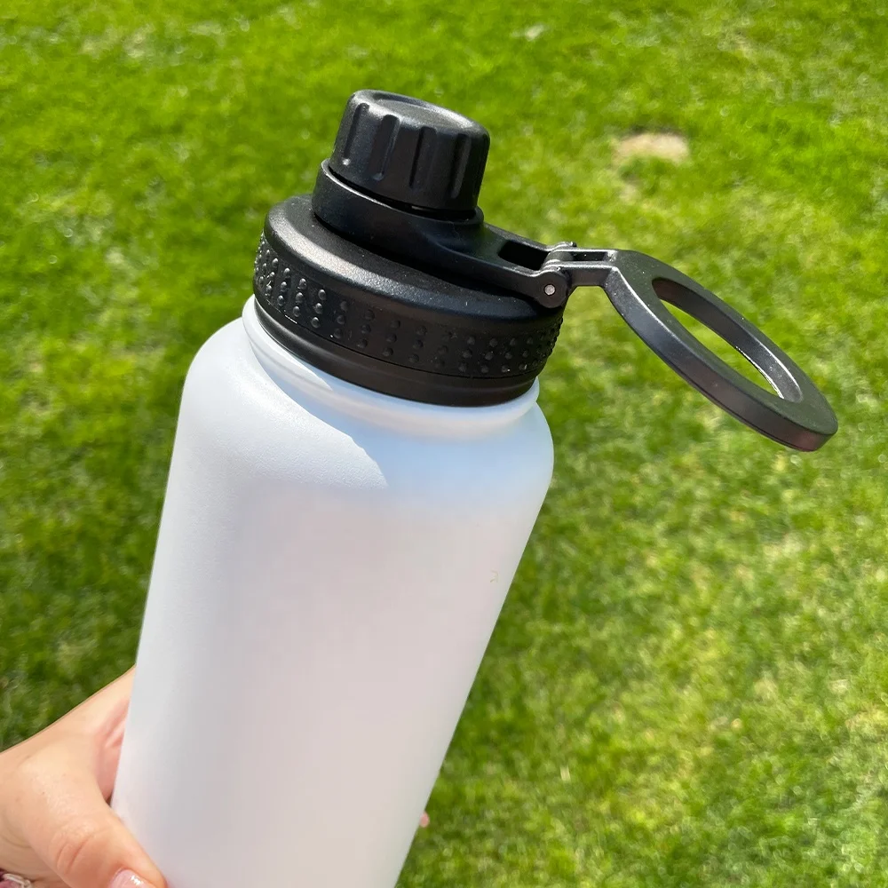 double walled stainless steel powder coated copper 32oz bottle with magnetic phone holder with lid