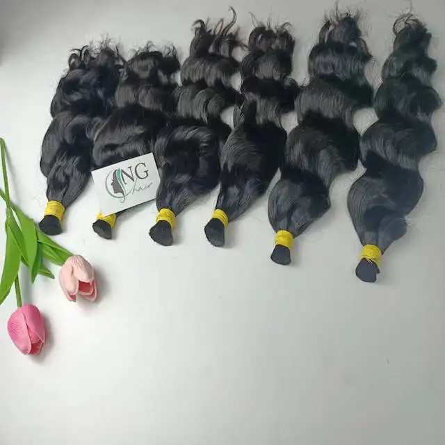 Wholesale Natural Wavy Bulk Hair Extensions Customized Color No Genius Weft From Vietnamese Virgin Hair
