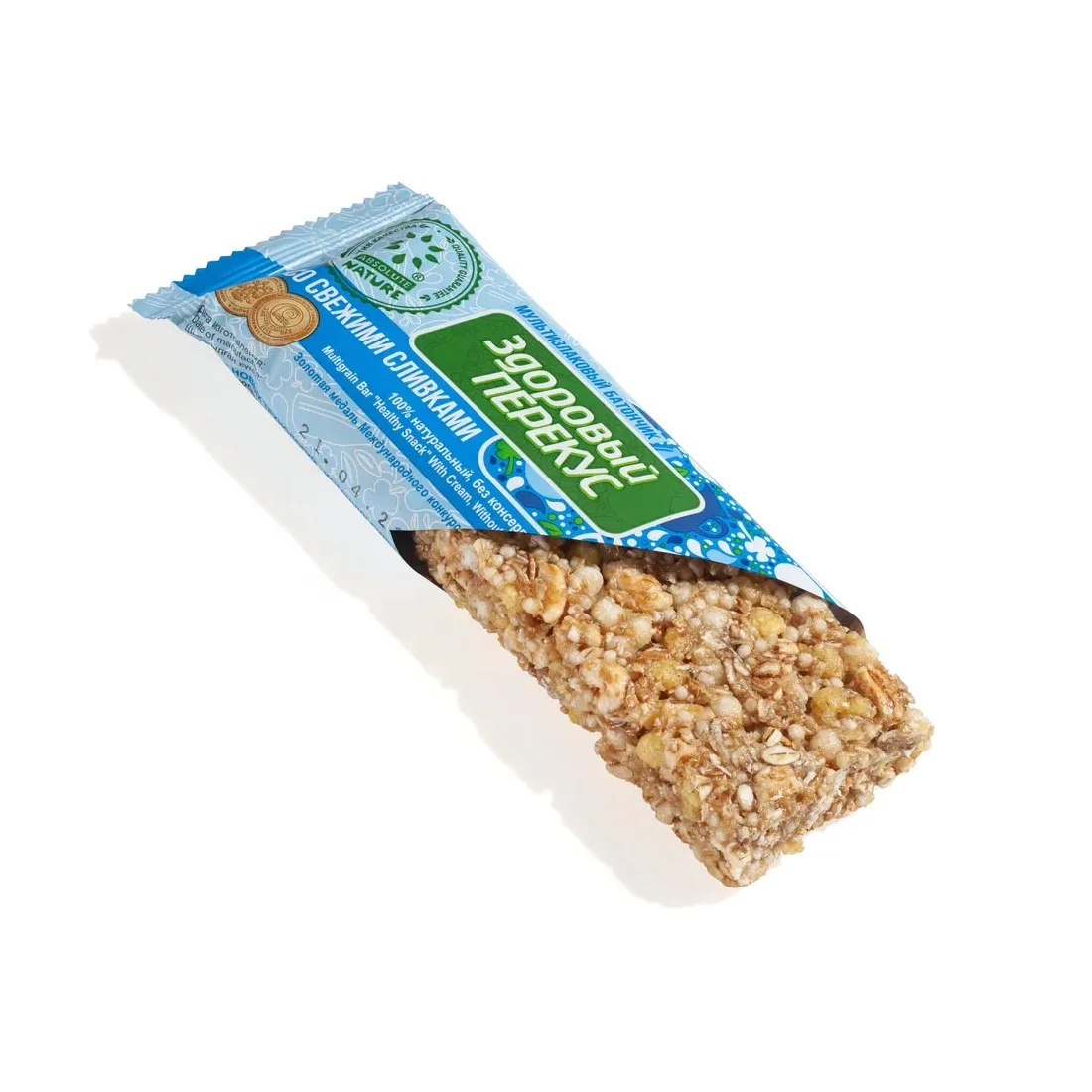 No sugar 55g*20 nutricious cereals and fresh cream snack healthy food energy bar with cream for food