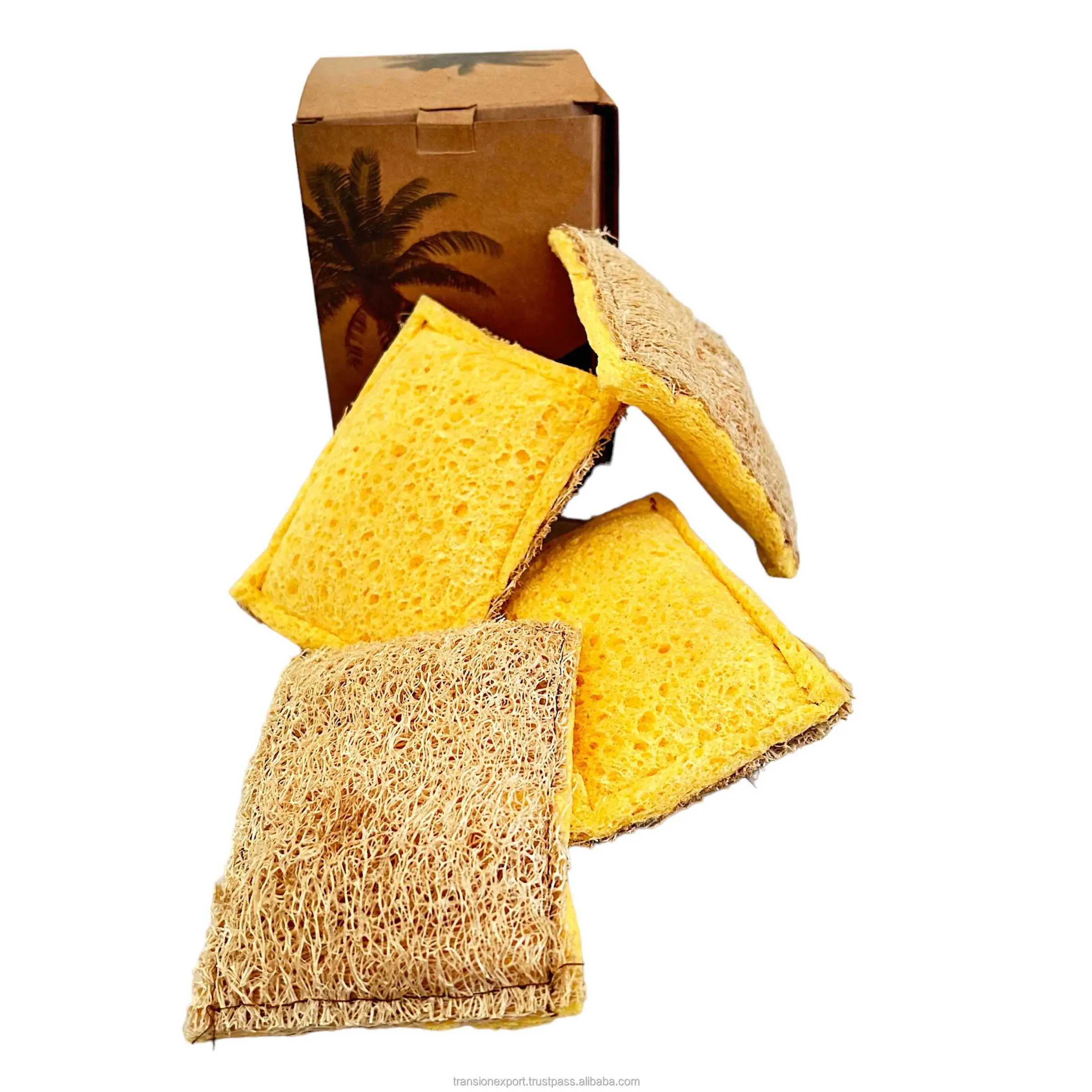 OEM Packing Kitchen dish washing scrubber plant sponge indian loofah copper scourer with 2 in 1 scrub pad