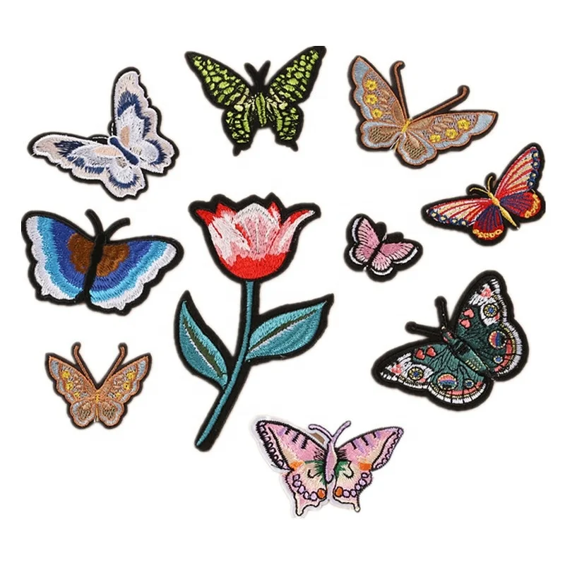 Custom wholesale fashionable flower patch sports club applique iron logo sew on backing fitting badge woven custom patches