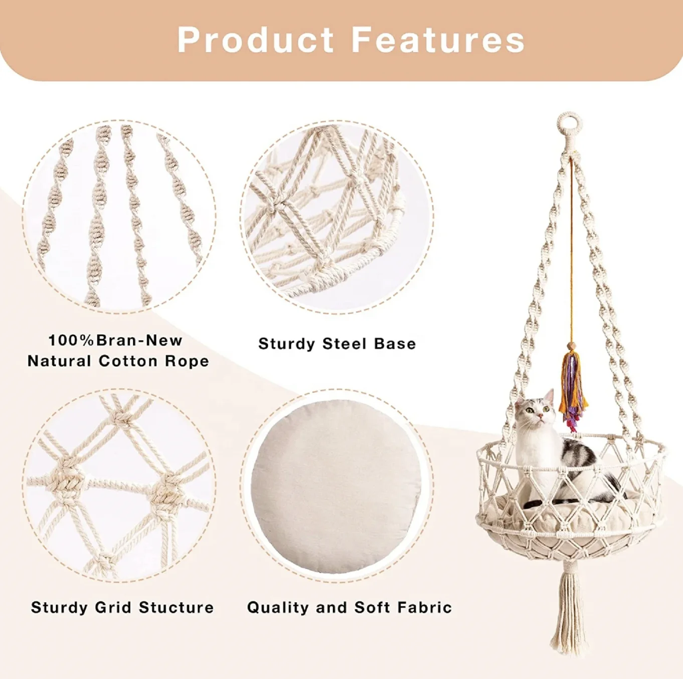 Macrame Hammock Cat Bed Cat Sofa Cushion Cat Accessories Soft Bed for Your Pets