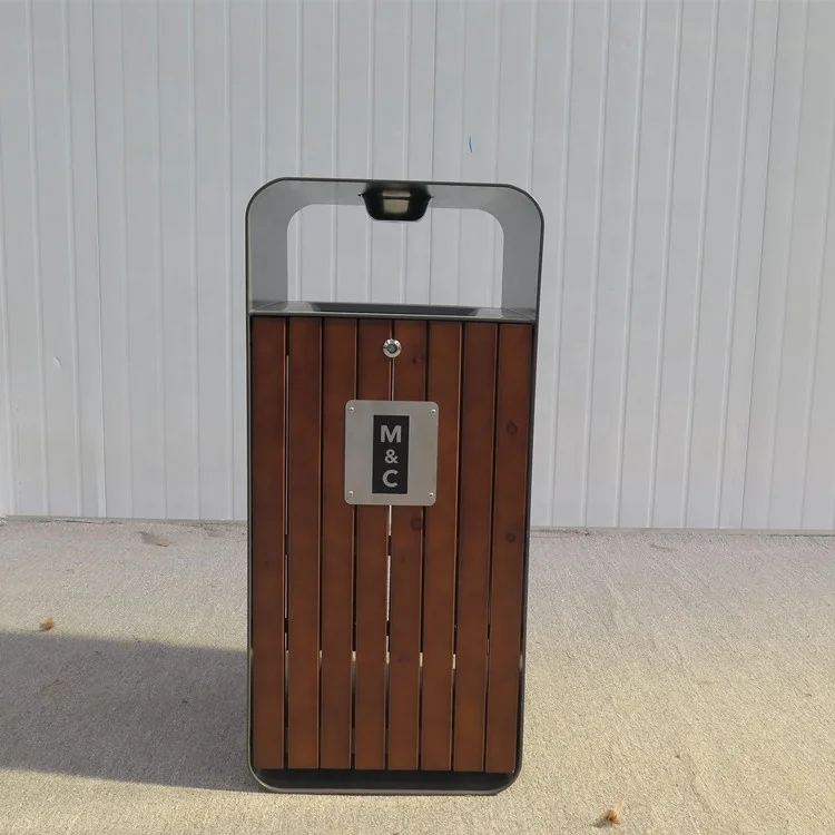 Top-level Outdoor Trash Can Factory Price Wood Trash Bin