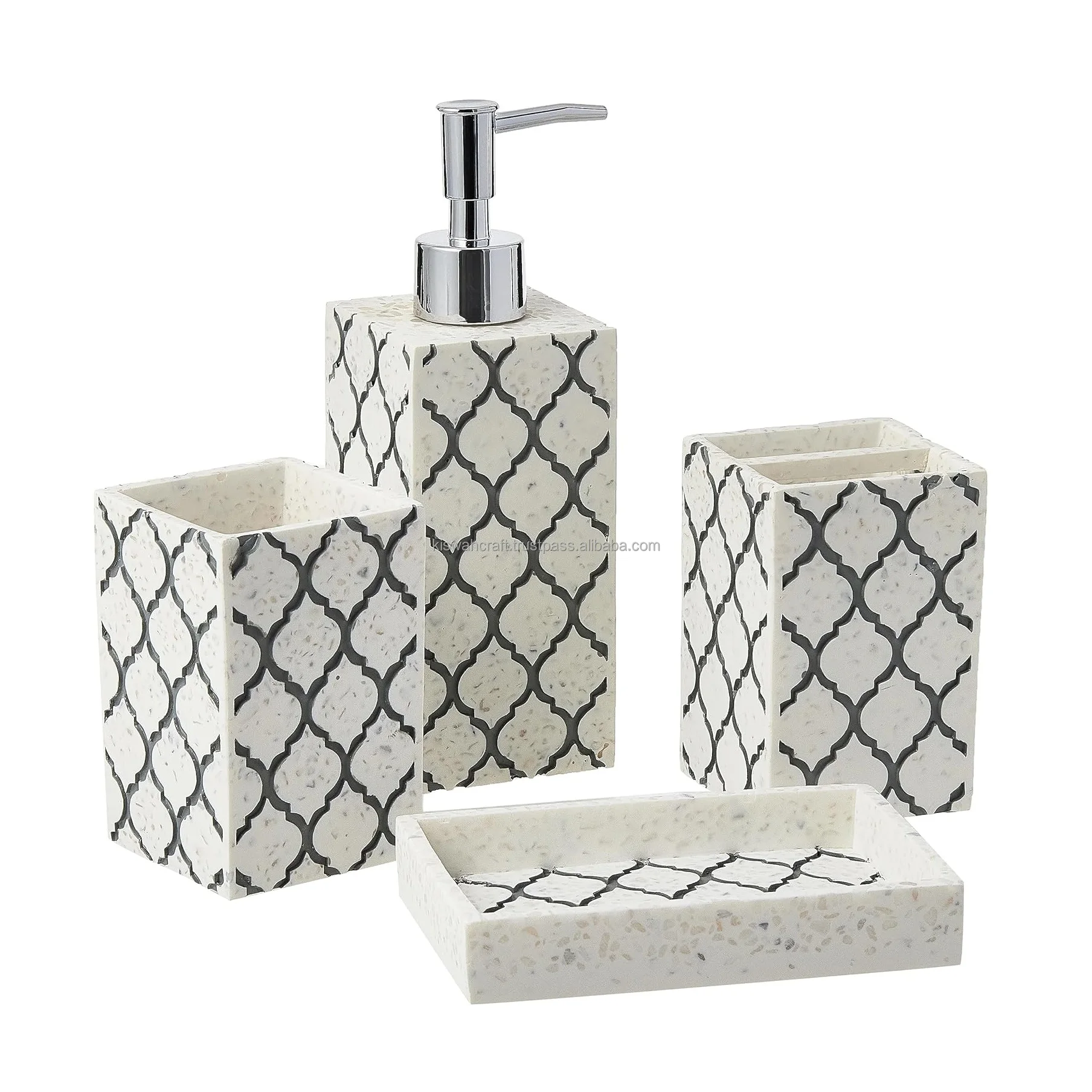 Luxury Bone Inlay Bathroom Set from KISWAH CRAFT Best Design Wood Soap Holder New Color Home Decor Accessories