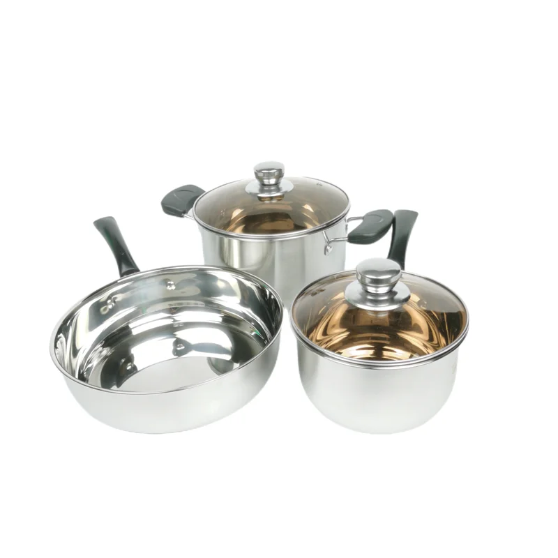 Belly shape capsule bottom casserole pot palm restaurant stainless steel cookware sets
