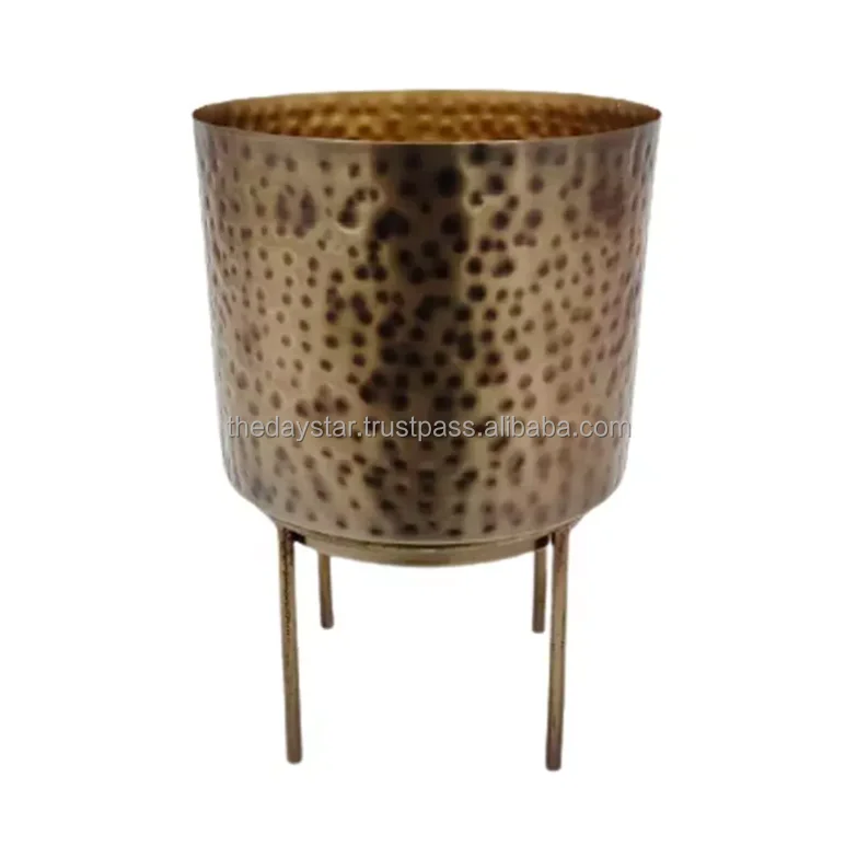 Customizable High Quality Metal Hammered Planter Pot with Stand Indoor Outdoor Decor-for Garden Nursery Shopping Mall Floor Use