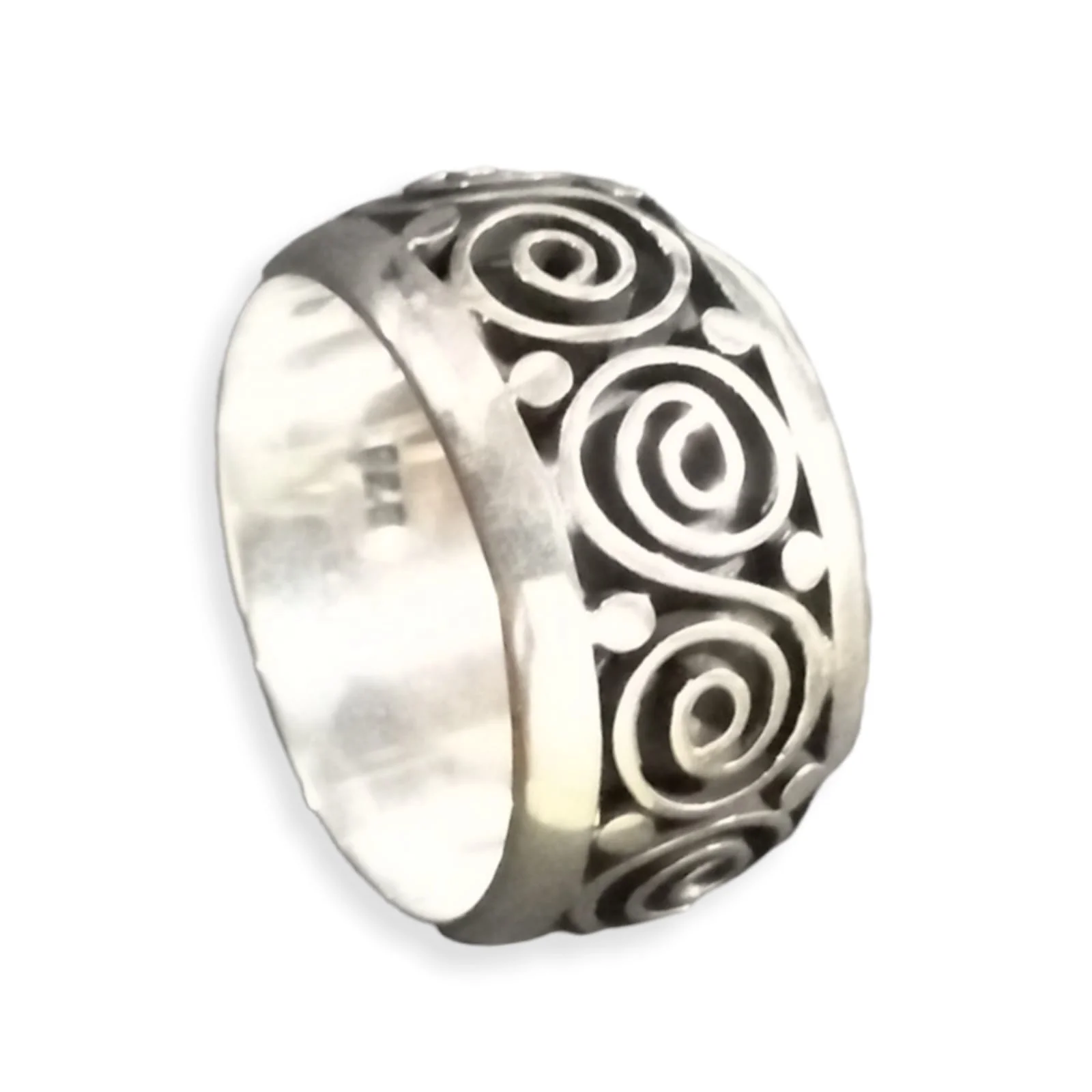 NY-R049- Sterling Silver  Bali Ornate Wide Band Ring For Men Women Ring Suitable For Gift For Men