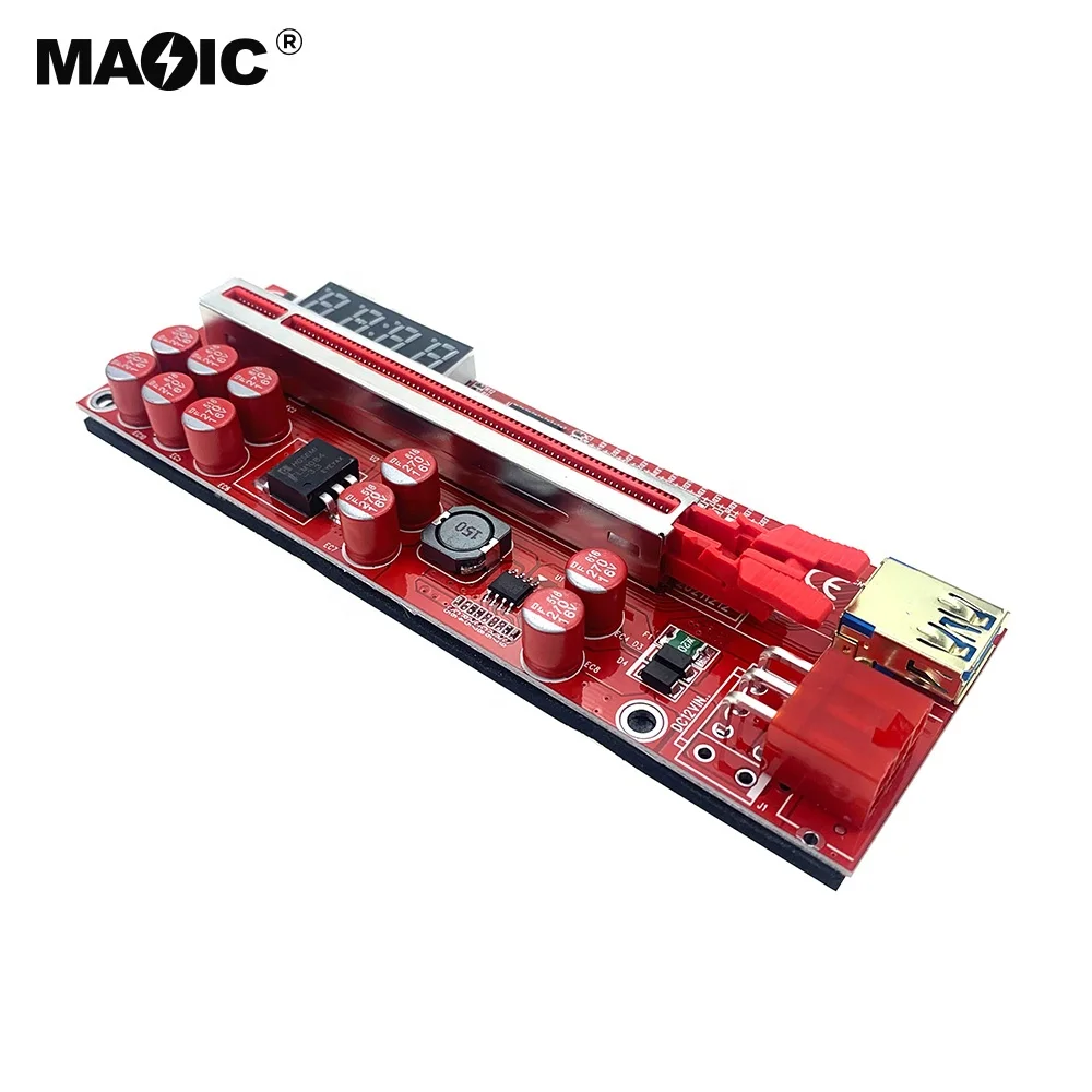 Pci-e 6pin Riser Card 10 Capacitors Pci Pcie 1x To 16x Graphics Extension Gpu Adapter Riser Ver 013 Pro with Temperature Sensor