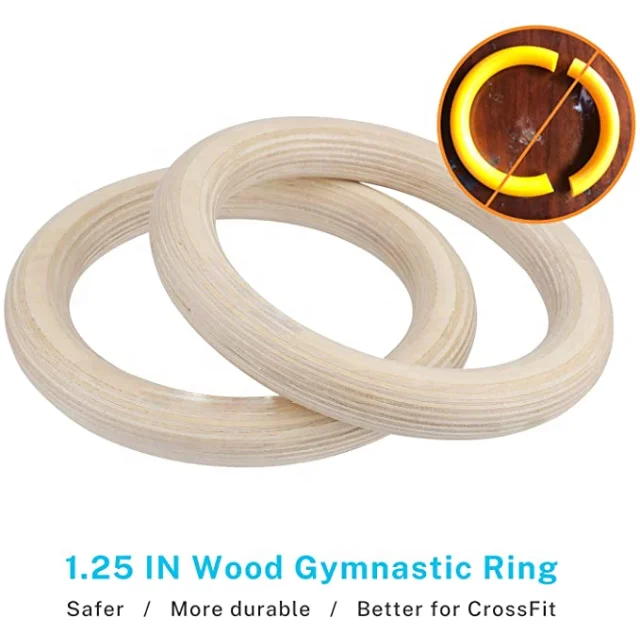 High Quantity Fitness Training Numbered Straps Wood Gymnastic Rings