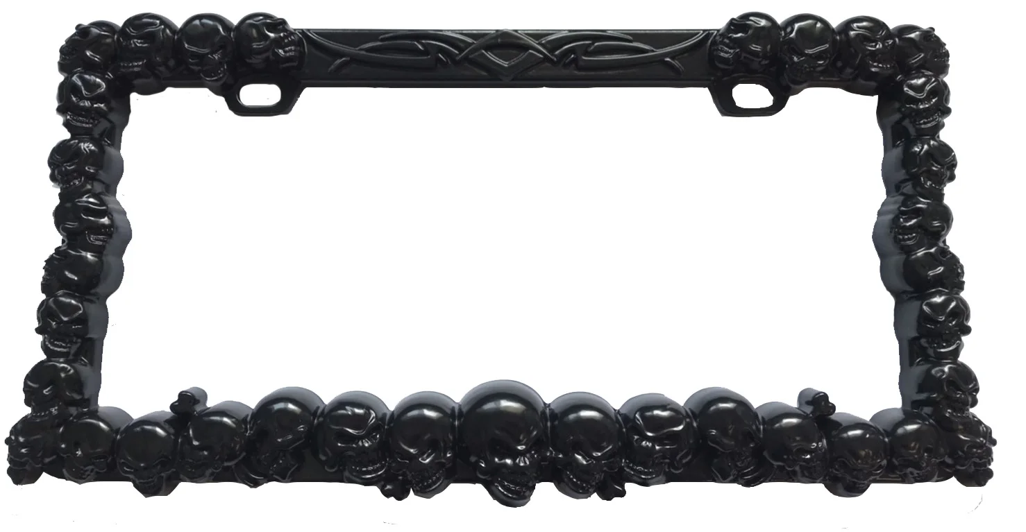 Factory Sale Various Widely Used Black Skulls Motorcycles Car Custom License Plate Frame