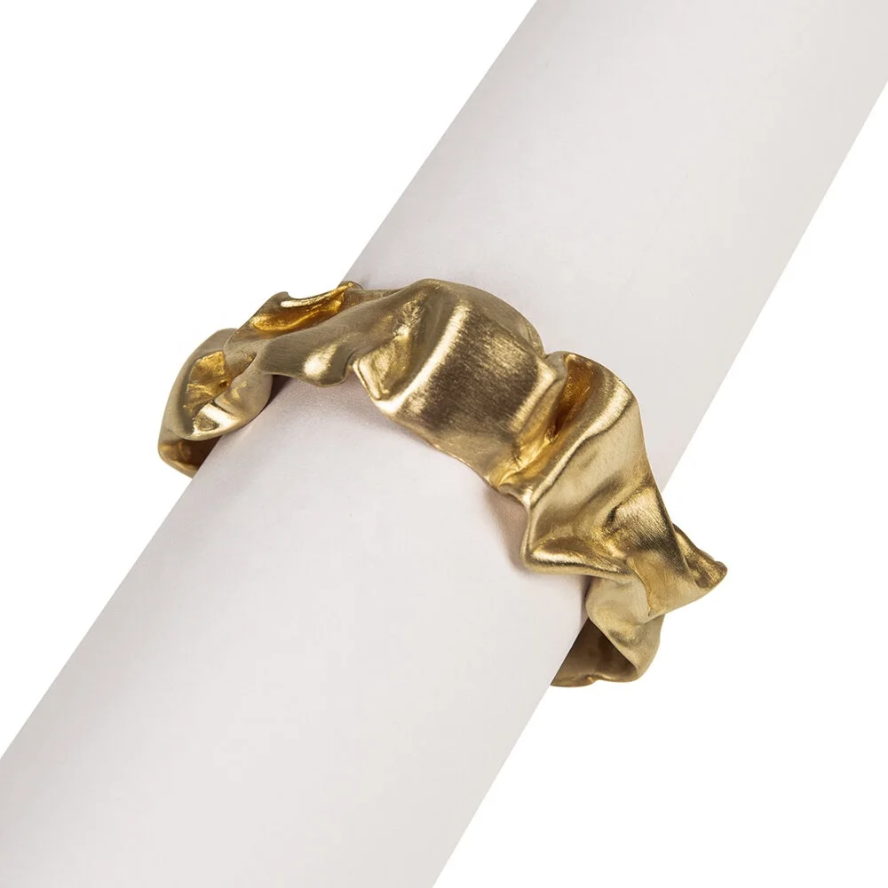 Роскошное Латунное матовое кольцо для салфеток набор из 2 предметов дома и отеля декоративное свадебное украшение с матовой золотой текстурой