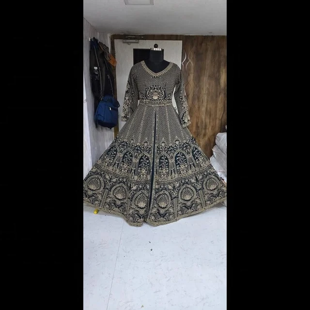 Latest Fully Embroidered Long Anarkali Suit Ethnic Pattern Indian/Pakistani Style Festive Season Salwar Kameez Dress