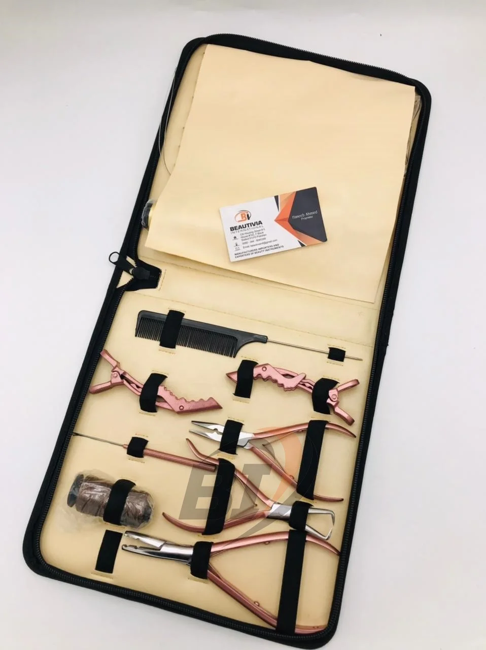 Metallic Color Microlink Hair Extension Tools with Silicone Beads & Nylon Threads Professional Hair Extension Pliers