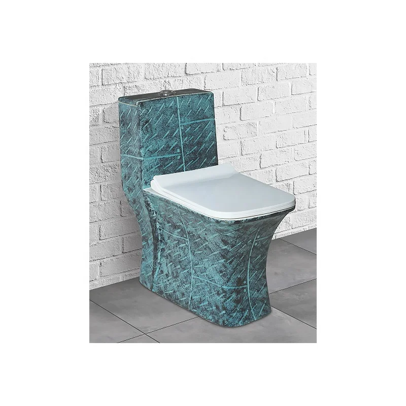 Marble Gold Line Luxury Modern Design Ceramic One Piece Toilet Commode Sanitary Ware Water Closet Bathroom Floor Mounted Toilet
