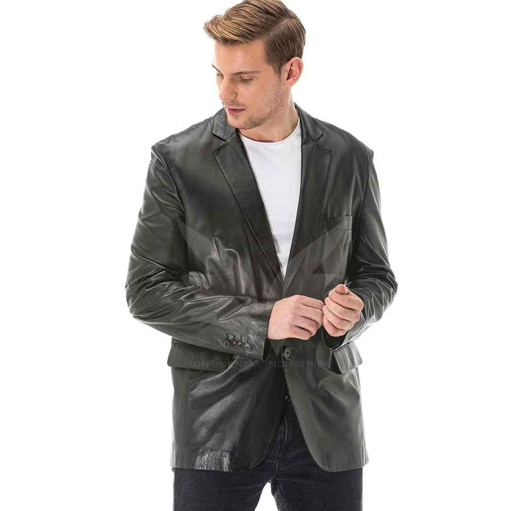 Мужской черный классический блейзер, куртка, Лидер продаж, мужское кожаное пальто, деловой джентльменский Повседневный блейзер с отложным воротником
