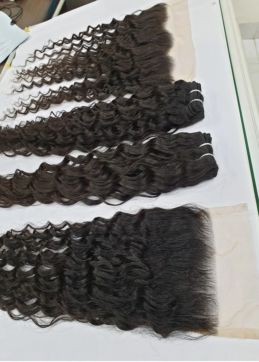 Wholesale human black virgin unprocessed hair bulk size 26 inches ,Top grade Indian Temple Hair Extensions