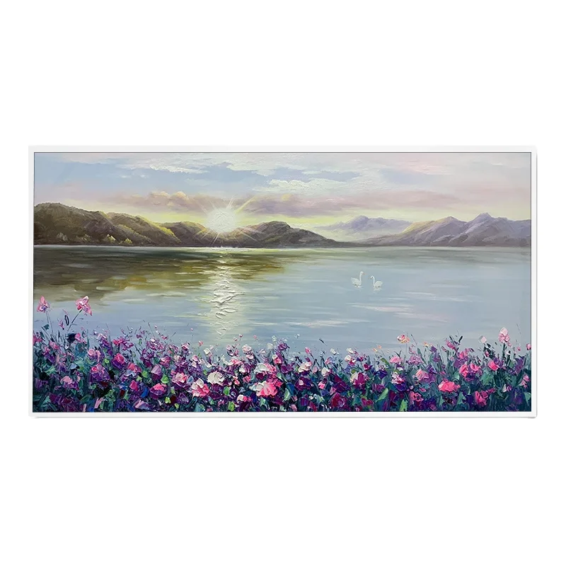 2021 Modern Landscape Canvas Oil Painting purple flower Wall Art Decors for Living Room 20X39inch/50X100cm