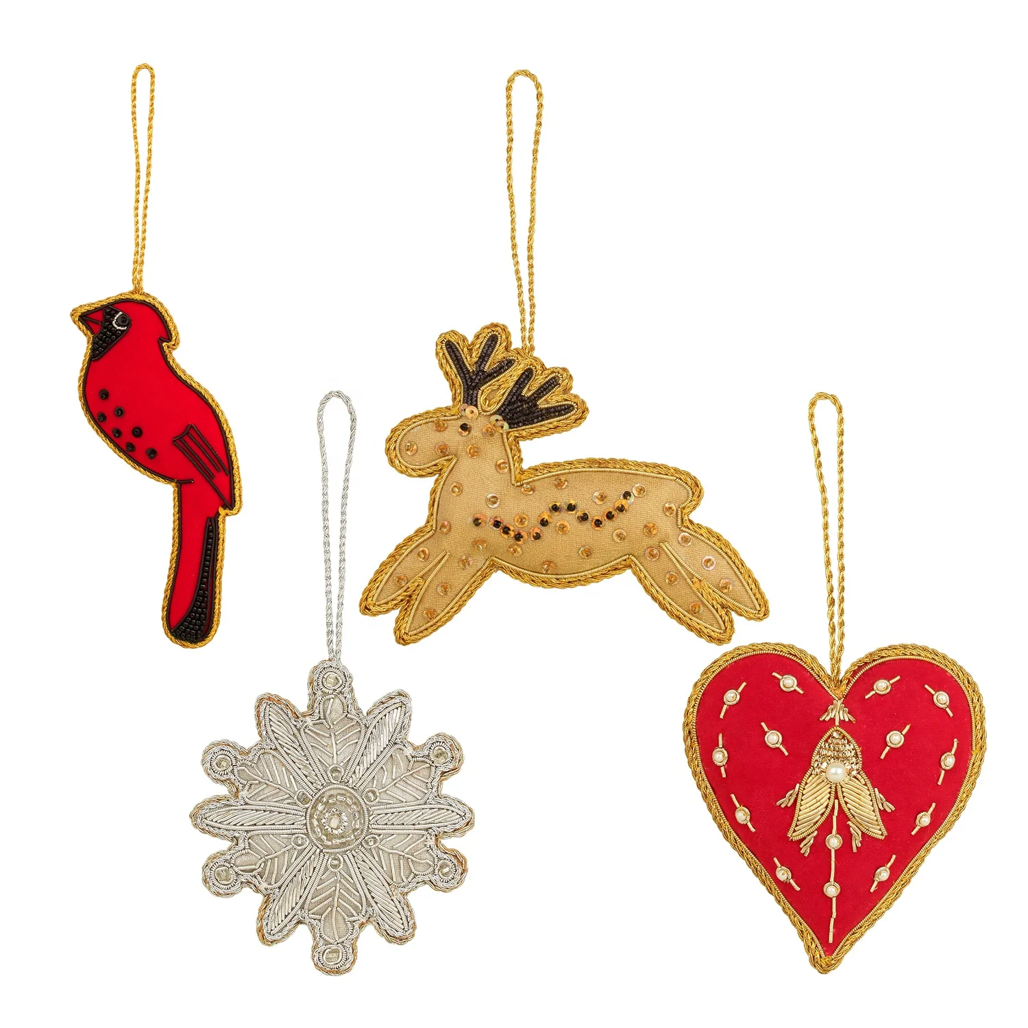 Handmade Handcrafted Embroidered Beaded Velvet Satin Christmas Decorations Ornament Santa  Socks   Giraffe Elephant  Customized