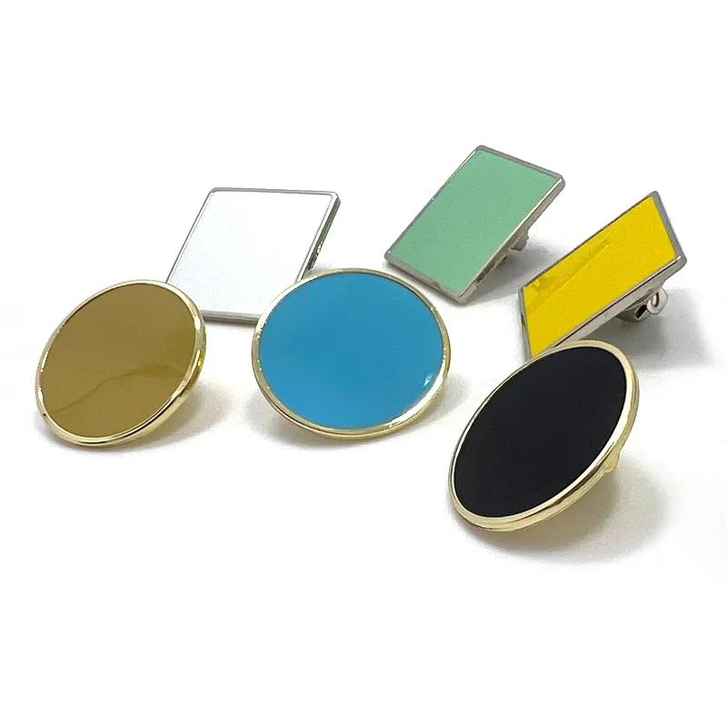 Custom uv printing gloss oil metal blank enamel square epoxy lapel pin