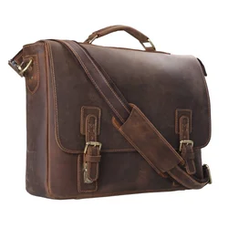 2018 Vintage Custom Crazy Horse Leather Briefcase Bag for Men