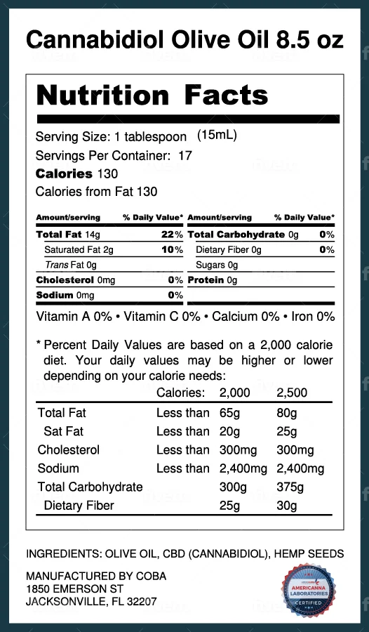 Cannabidiol Olive Oil
