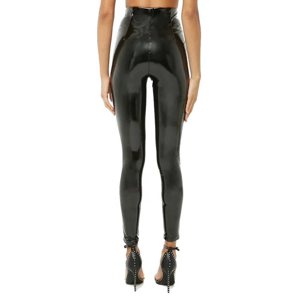 2021 skinny butt lift black leather pants for women with zipper
