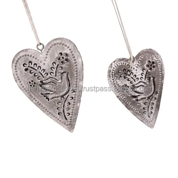 Decoration 3D Custom Heart-shape Brass Christmas Ornament Tree Hanging Christmas Ornament