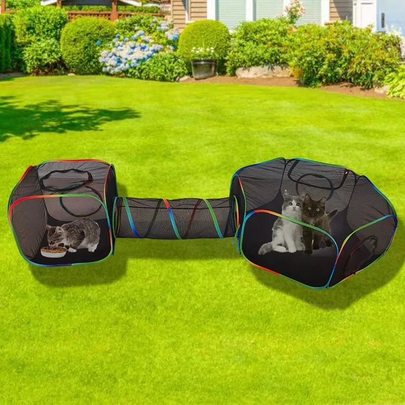 3 Pcs  Cat Playground Enclosure Pet Cage Outdoor Rabbit Playpen Small Animal Tent Breathable Visual Mesh Outdoor Cat House