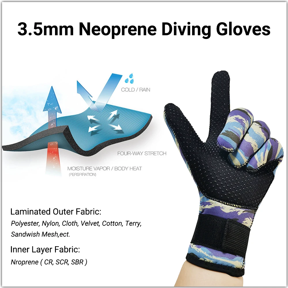Custom Logo Non-slip Wear Resistant 4mm Neoprene Wetsuit Surf Protective Diving Gloves