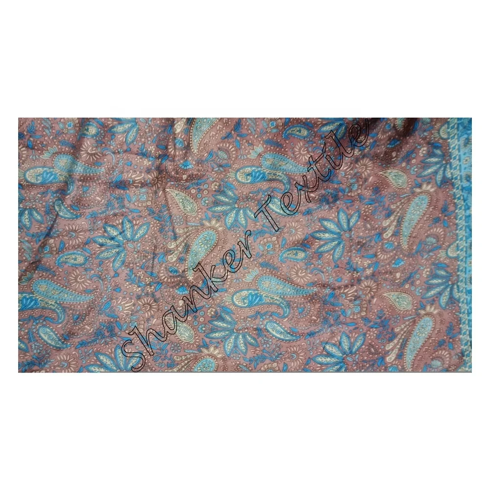 DFB007 Floral Hand Block Printed Sanganeri Print Fabric Clothing Hand Block Jaipuri Sanganeri Printed Designer Natural Cotton Ru