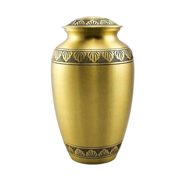Дизайнерская Золотая гравировка ручной работы Классическая Металлическая урна для кремации взрослых похоронная людей с сочетающимся сувениром по низкой цене