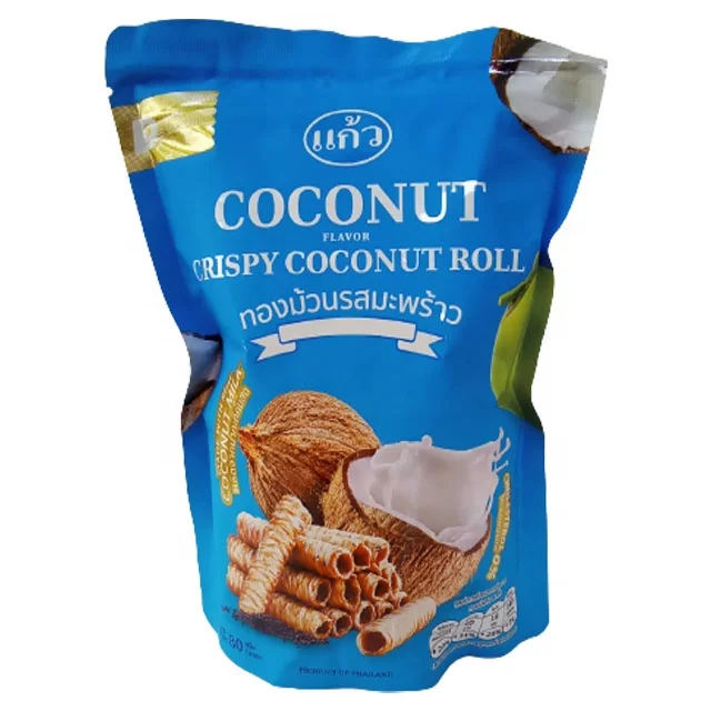 Best Selling 80g Crispy Coconut Roll Original Coconut Flavor Snacks Food Kaew Brand Yummy Delicious Made in Thailand