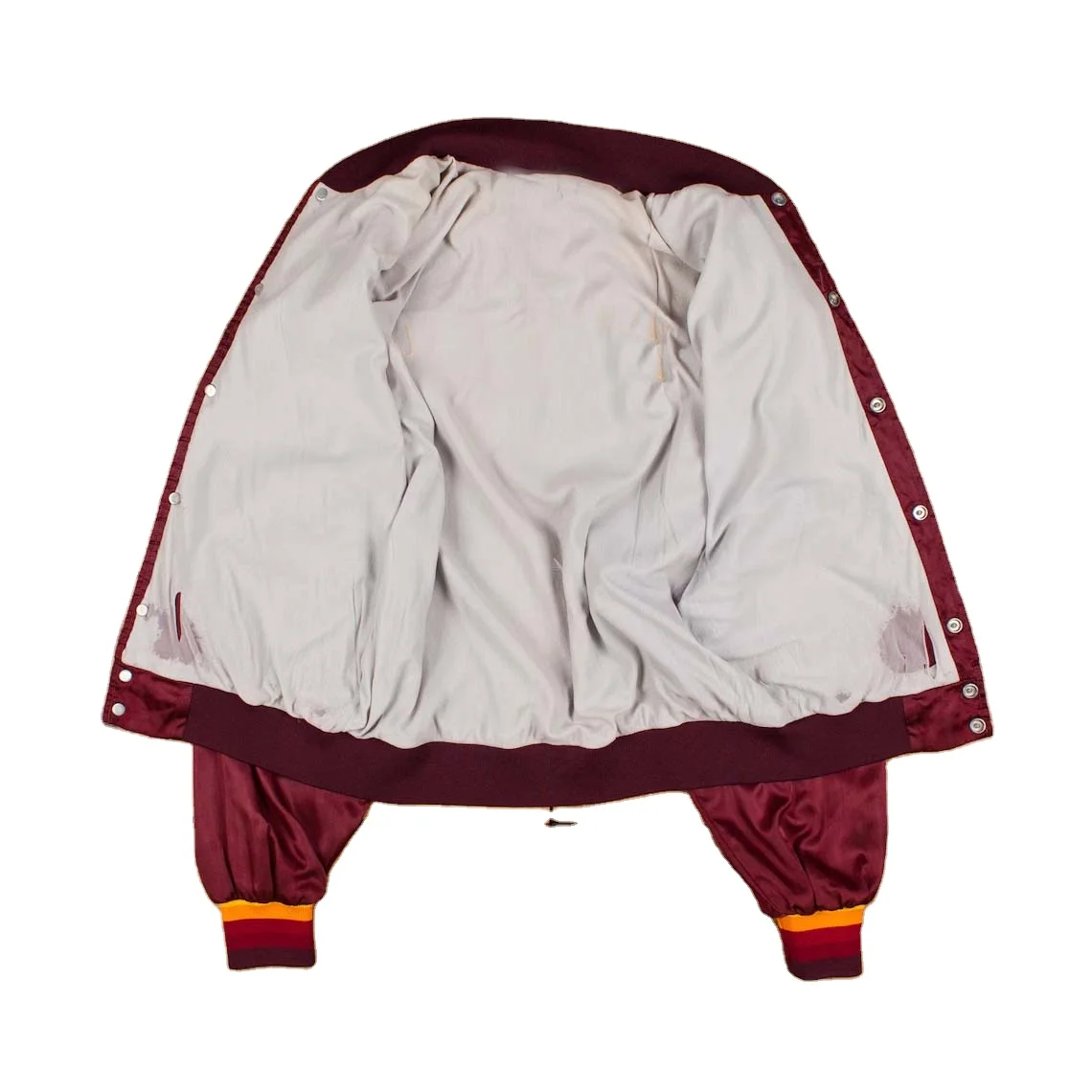 Red Satin Super Quality Baseball Jacket Sports Wear Letterman College Varsity Satin Bomber Jacket