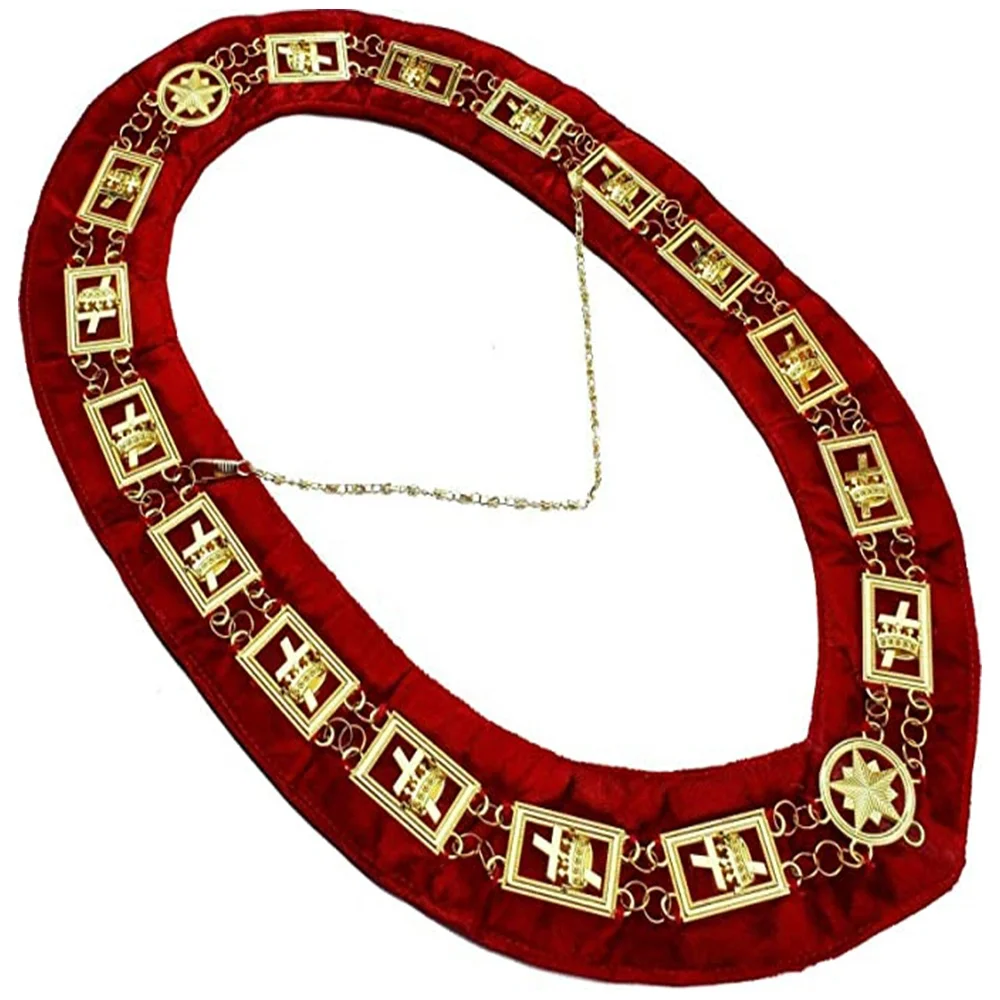 Masonic Regalia Knights Templar Metal Chain Collar gold jewels  with red velvet highest quality