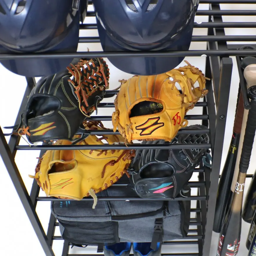 baseball helmet and bat sports equipment storage rack for garage