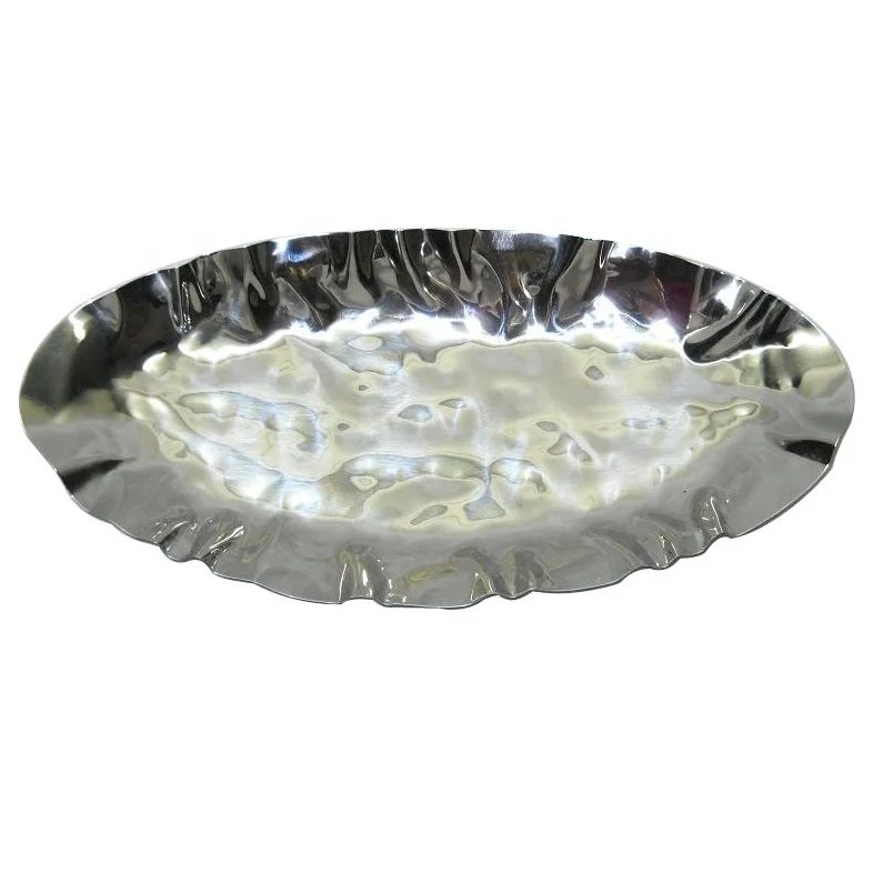 Домашняя декоративная подарочная тарелка лучшего качества стальная металлическая Салатница блюдо для фруктов с уникальным дизайном в форме морщин блестящие полированные фрукты