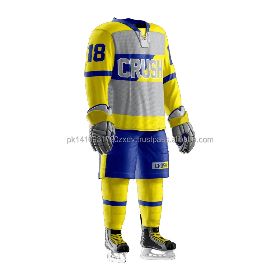 2021 Custom Ice Hockey Uniform Sublimation Team Name Logo High Quality Men Long Ice Hockey Uniform  Dry fit hockey jersey