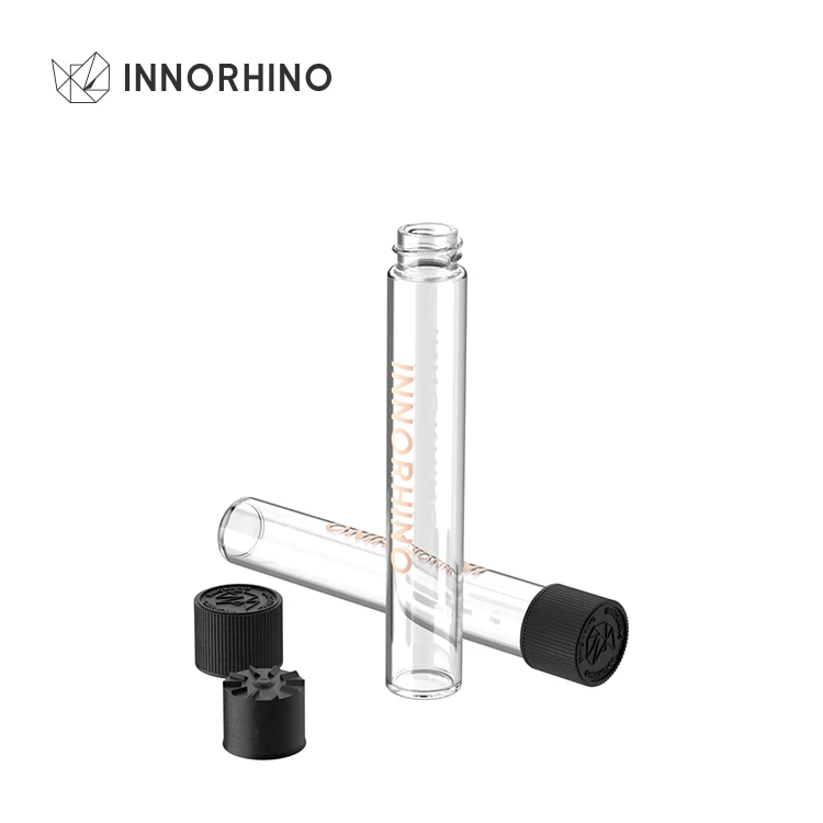 Child Resistant Pre Rolls Custom Thread Flat Bottom Glass Vial Tube bottle With Screw Lid