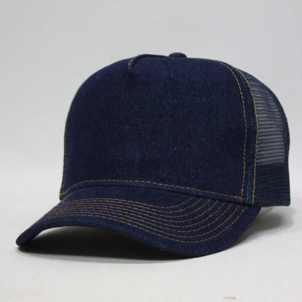 Hot Sale Denim Trucker Hats Summer Outerwear Mesh Adjustable Strapback Trucker Baseball Cap