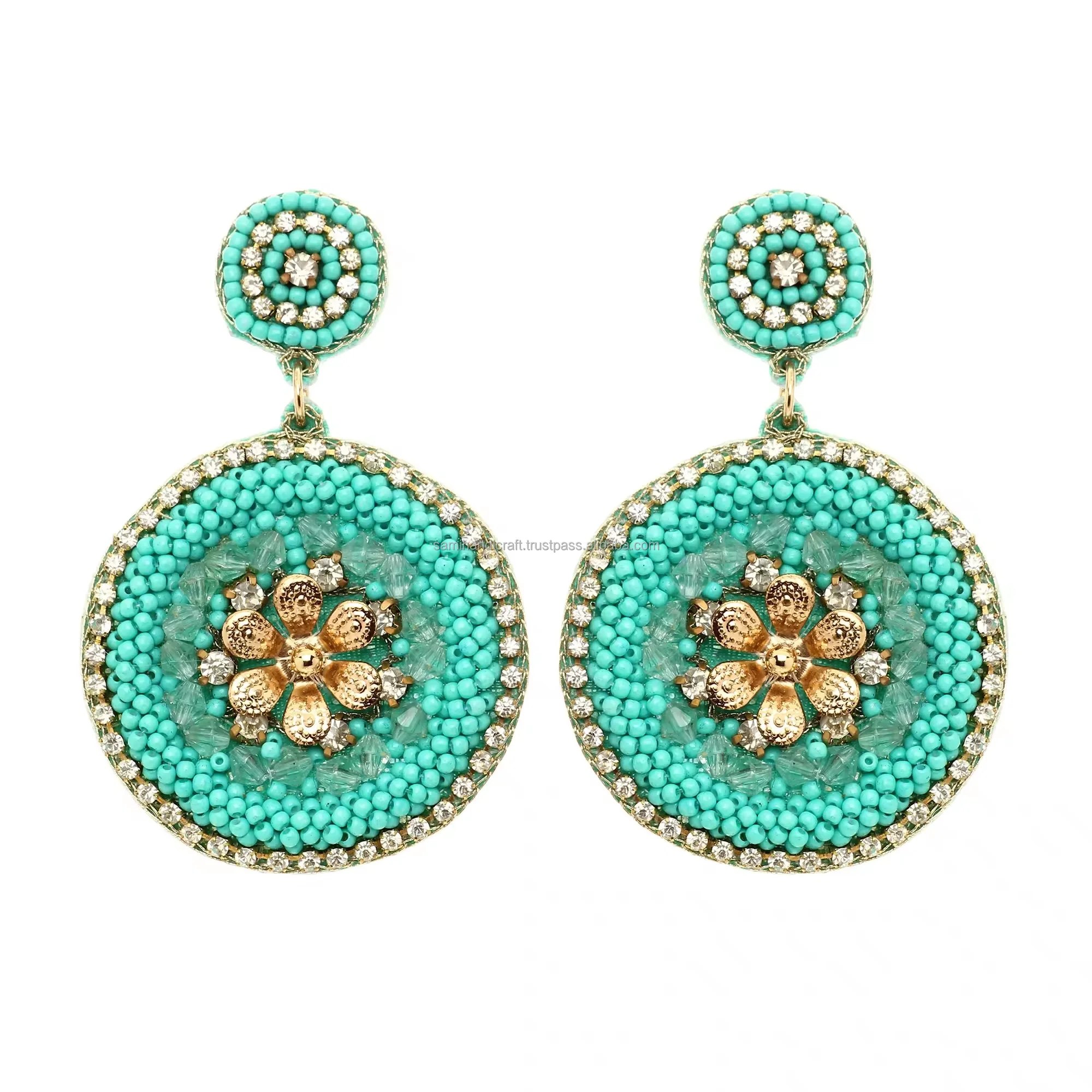 Big embroidery earrings Embroidery ear studs Embroidery ear hoopss